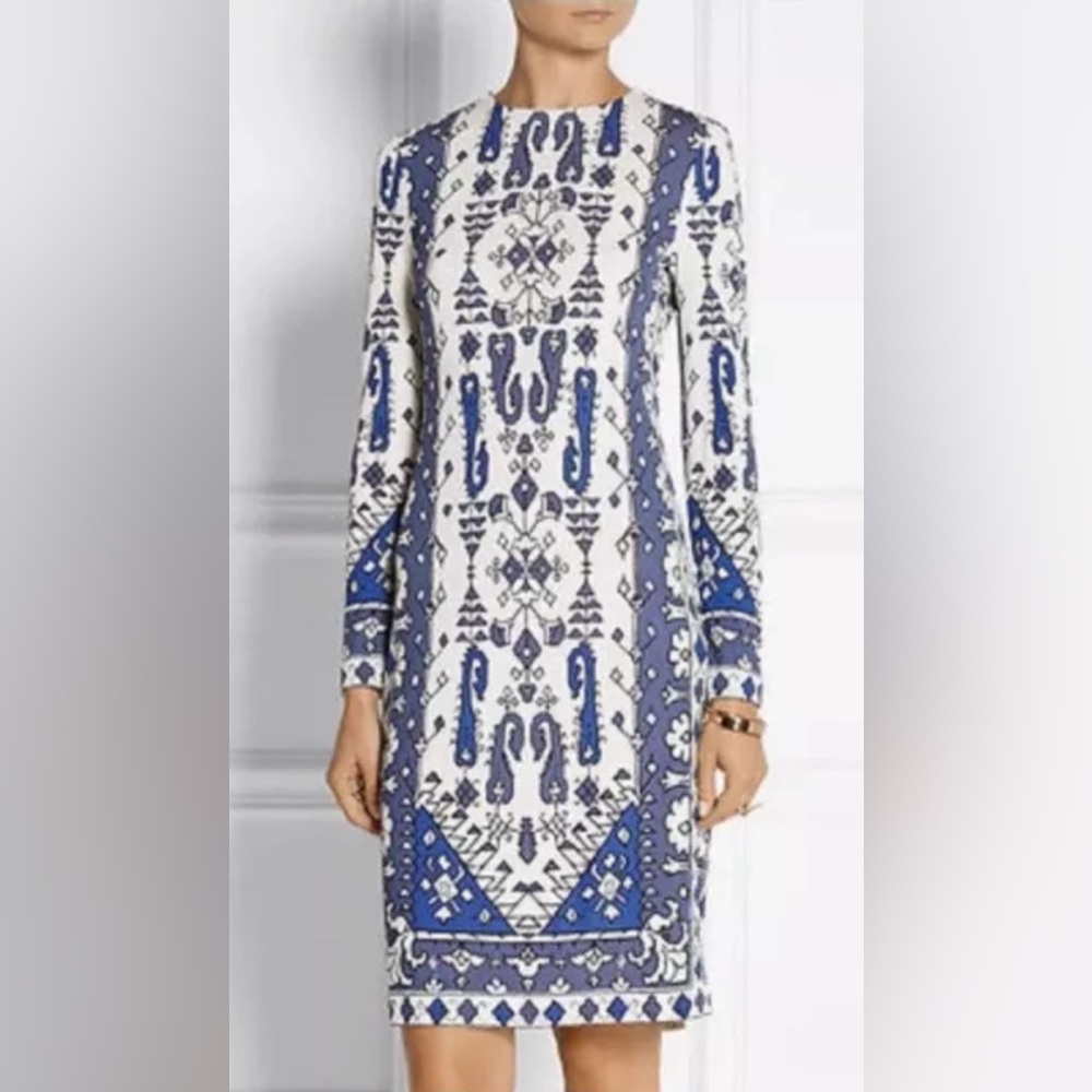 Tory‎ Burch Matte Jersey Lisbon Blue & White Dress